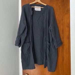 Not Perfect Linen Jacket/Cardigan Navy Blue